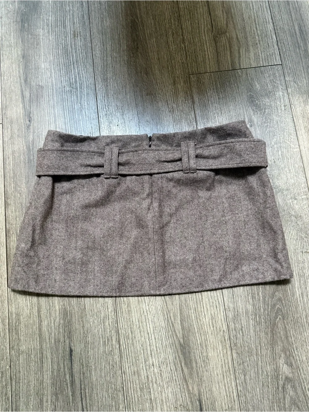 Reformation Carla Laina Low Rise Wool Mini Skirt in Cocoa